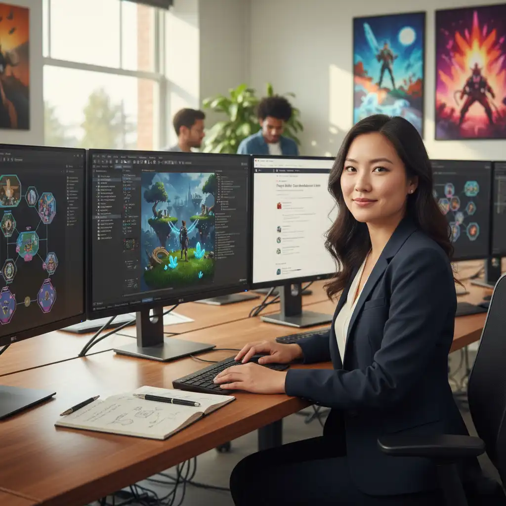 Zara Chen working on game development