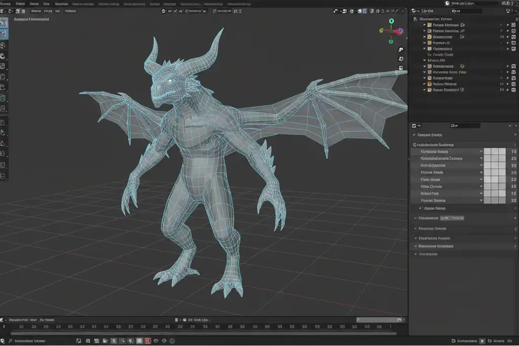 3D character modeling workspace