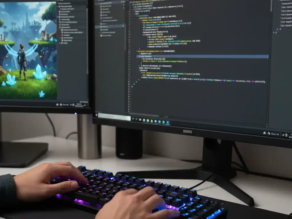 Game development student coding